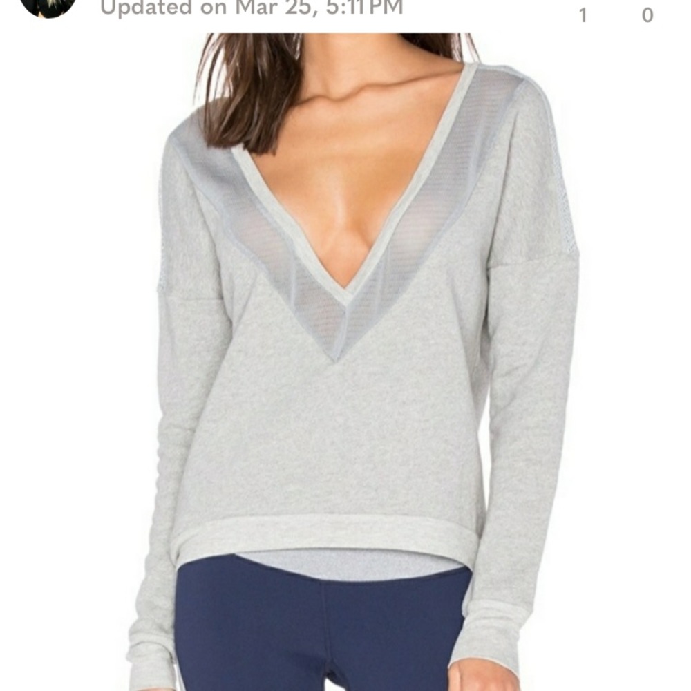 Splits59 Black Mesh V-Neck Top
